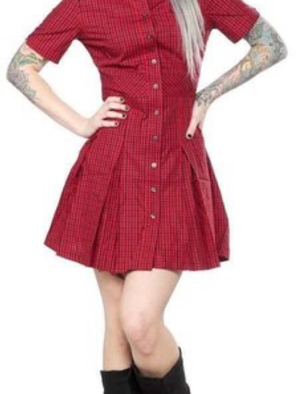 *RARE* Fred Perry Mod Ska Check Shirt Dress Made in Portugal UK 14/ US 6-8